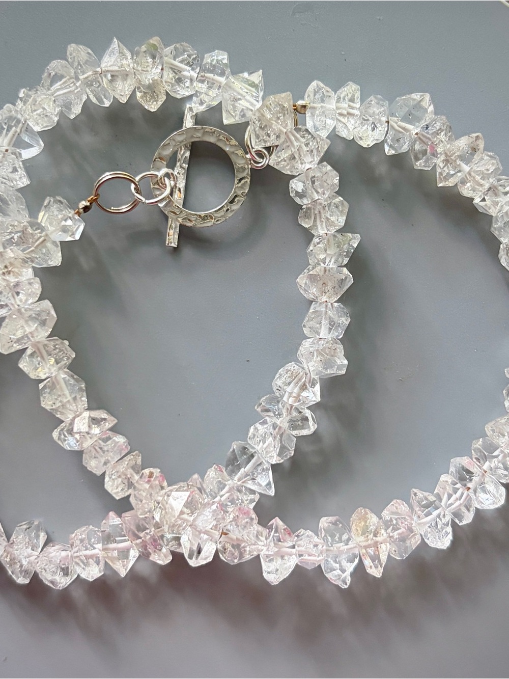 Clear Herkimer Diamond Necklace with Silver Toggle Clasp - Picture 2 of 2